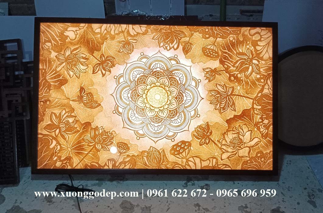 TRANH TRÚC CHỈ MANDALA SEN TTC - 109